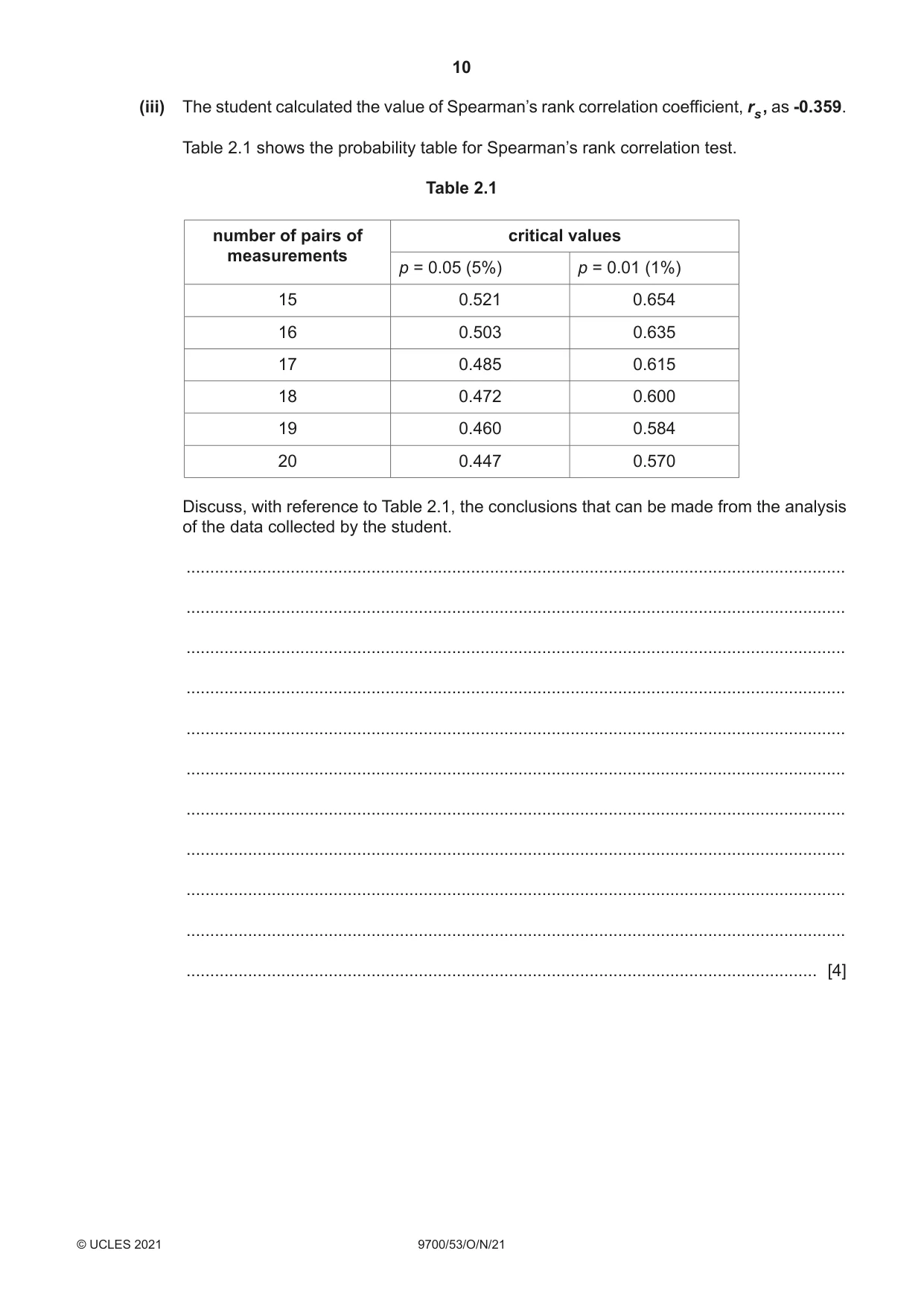 Cambridge A Level Biology 9700 2021 Oct/Nov Paper 5 · Variant 3 question paper, page 10 of 12
