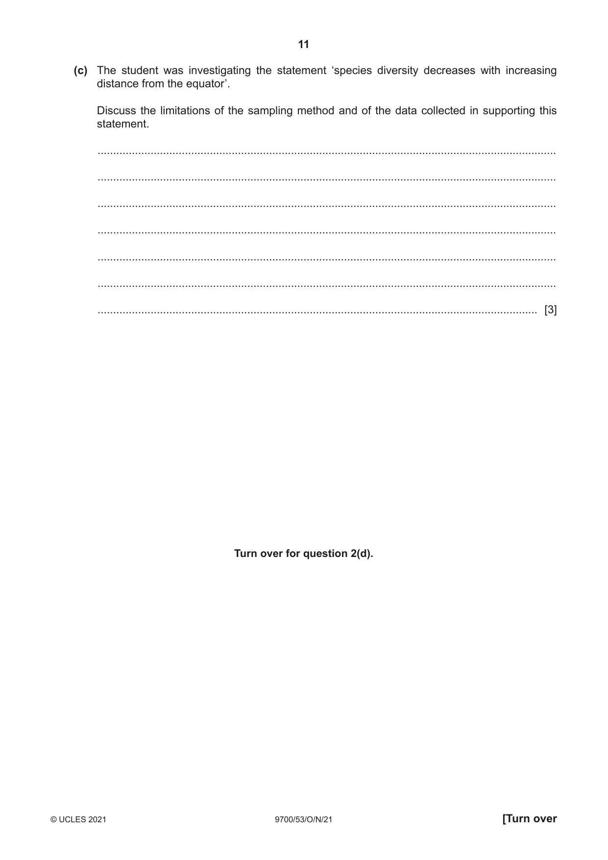 Cambridge A Level Biology 9700 2021 Oct/Nov Paper 5 · Variant 3 question paper, page 11 of 12