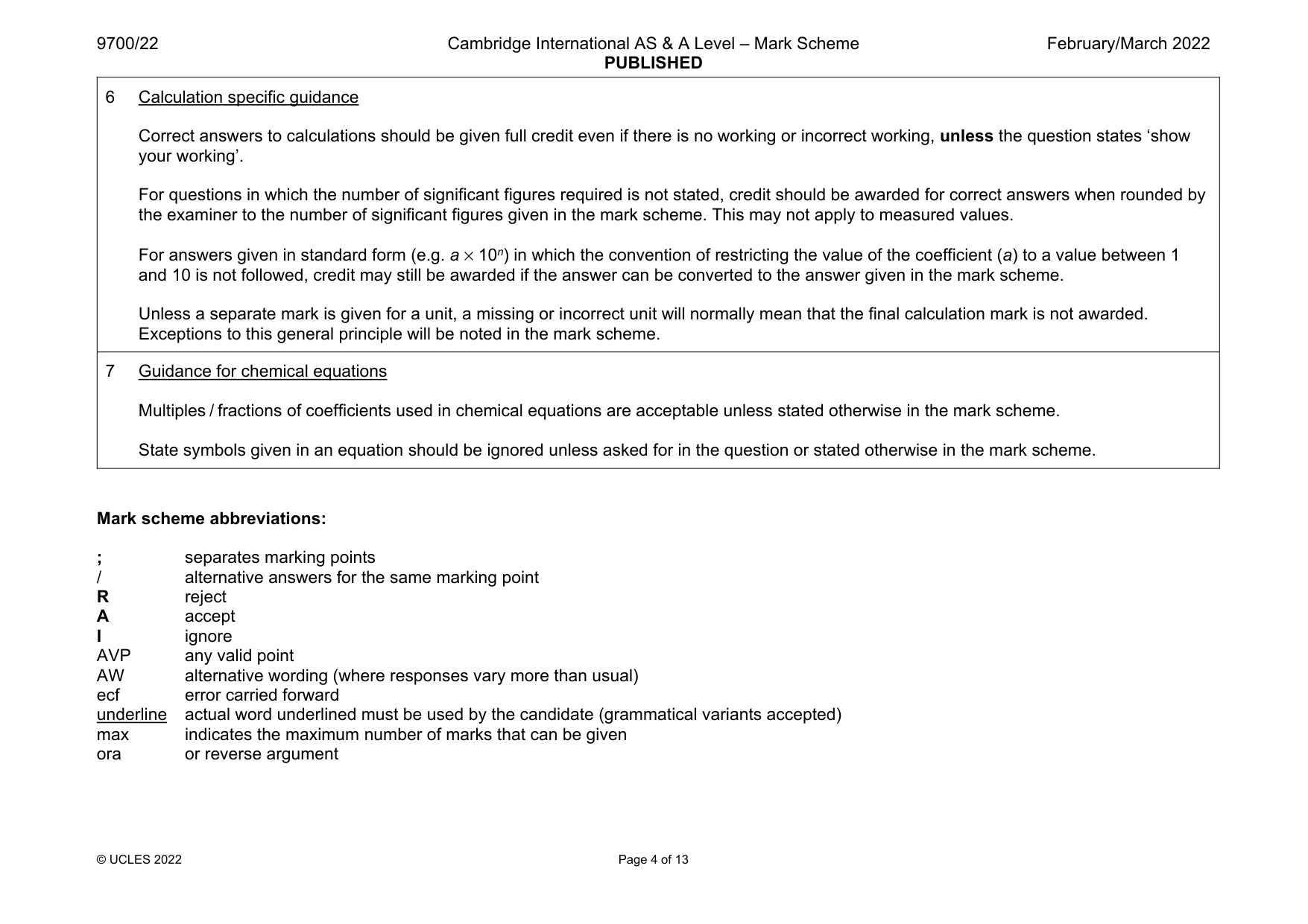 Mark scheme, page 4 of 13