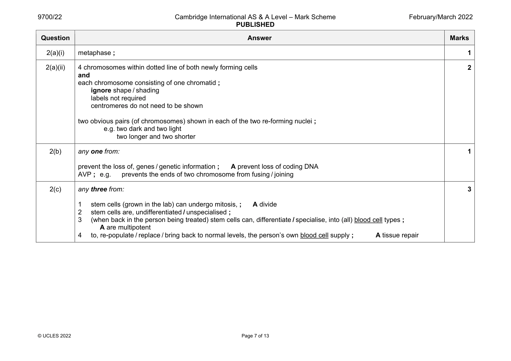 Mark scheme, page 7 of 13