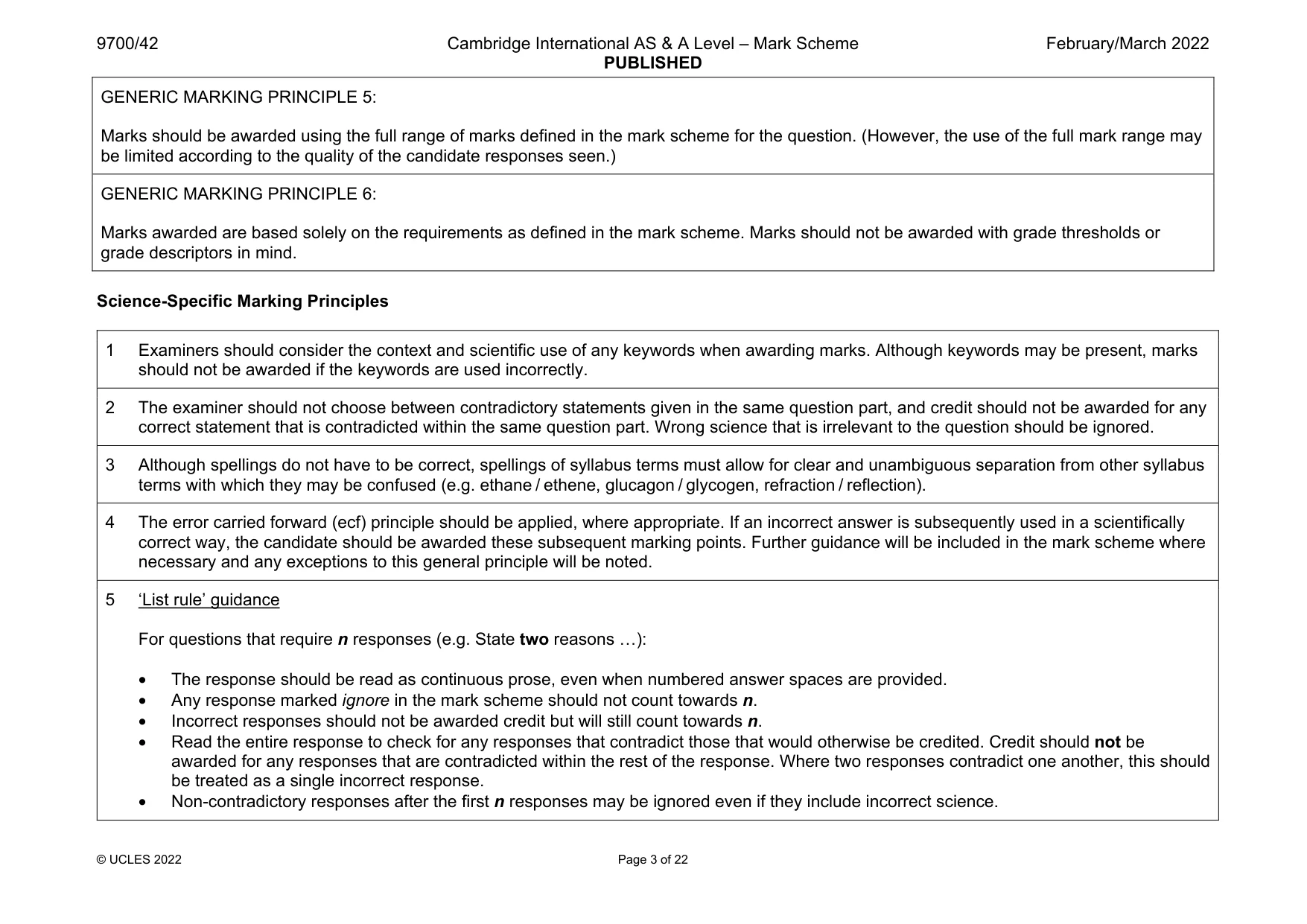 Mark scheme, page 3 of 22