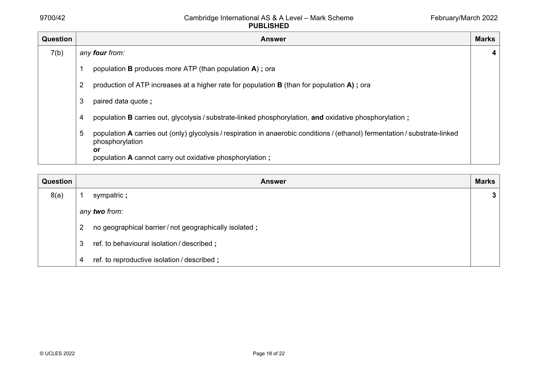Mark scheme, page 18 of 22
