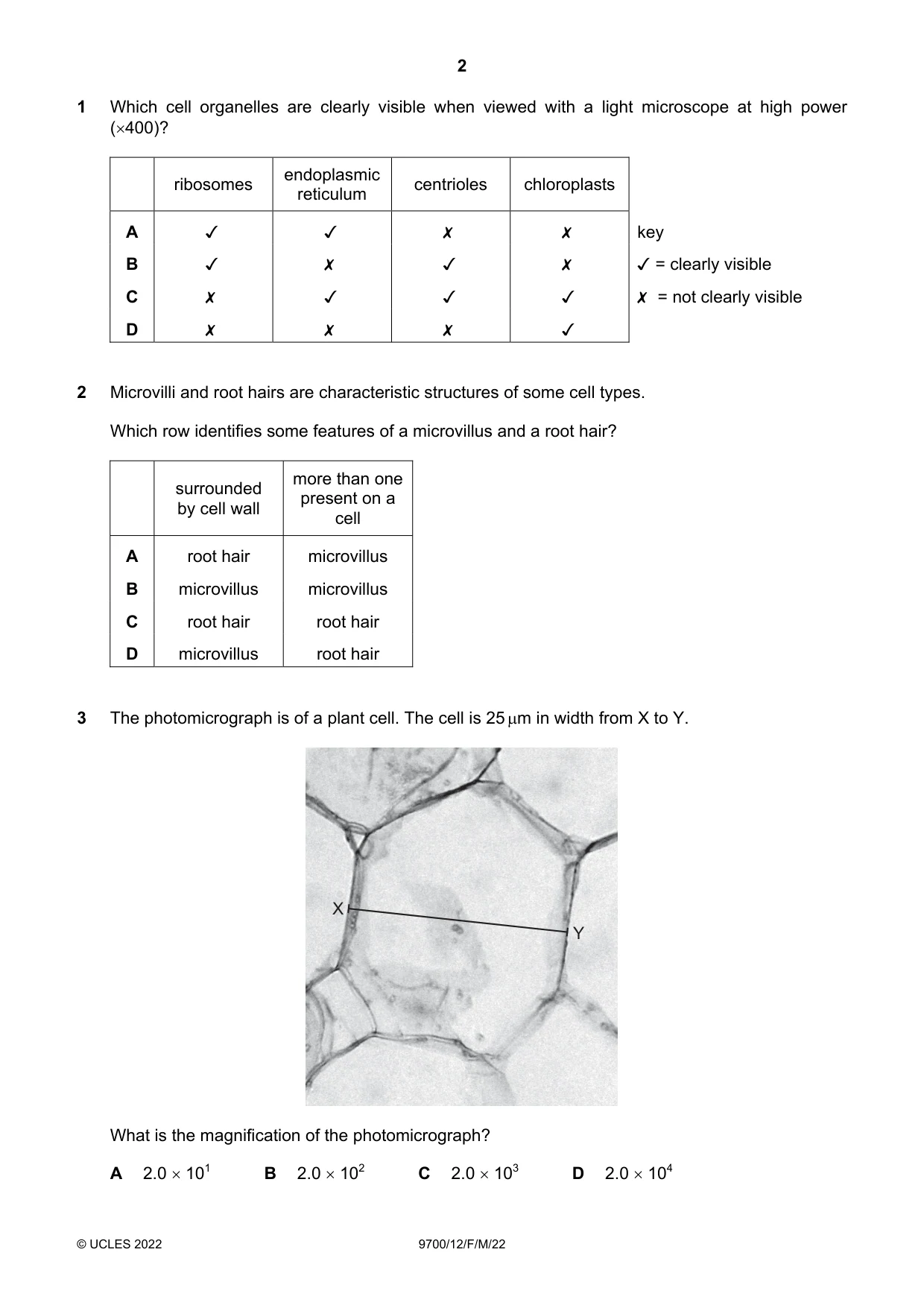 Cambridge A Level Biology 9700 2022 Feb/March Paper 1 · Variant 2 question paper, page 2 of 20