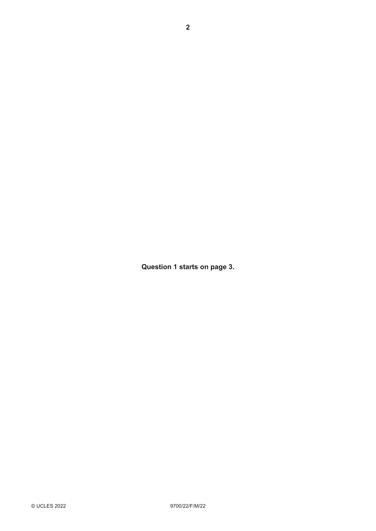 Cambridge A Level Biology 9700 2022 Feb/March Paper 2 · Variant 2 question paper, page 2 of 20
