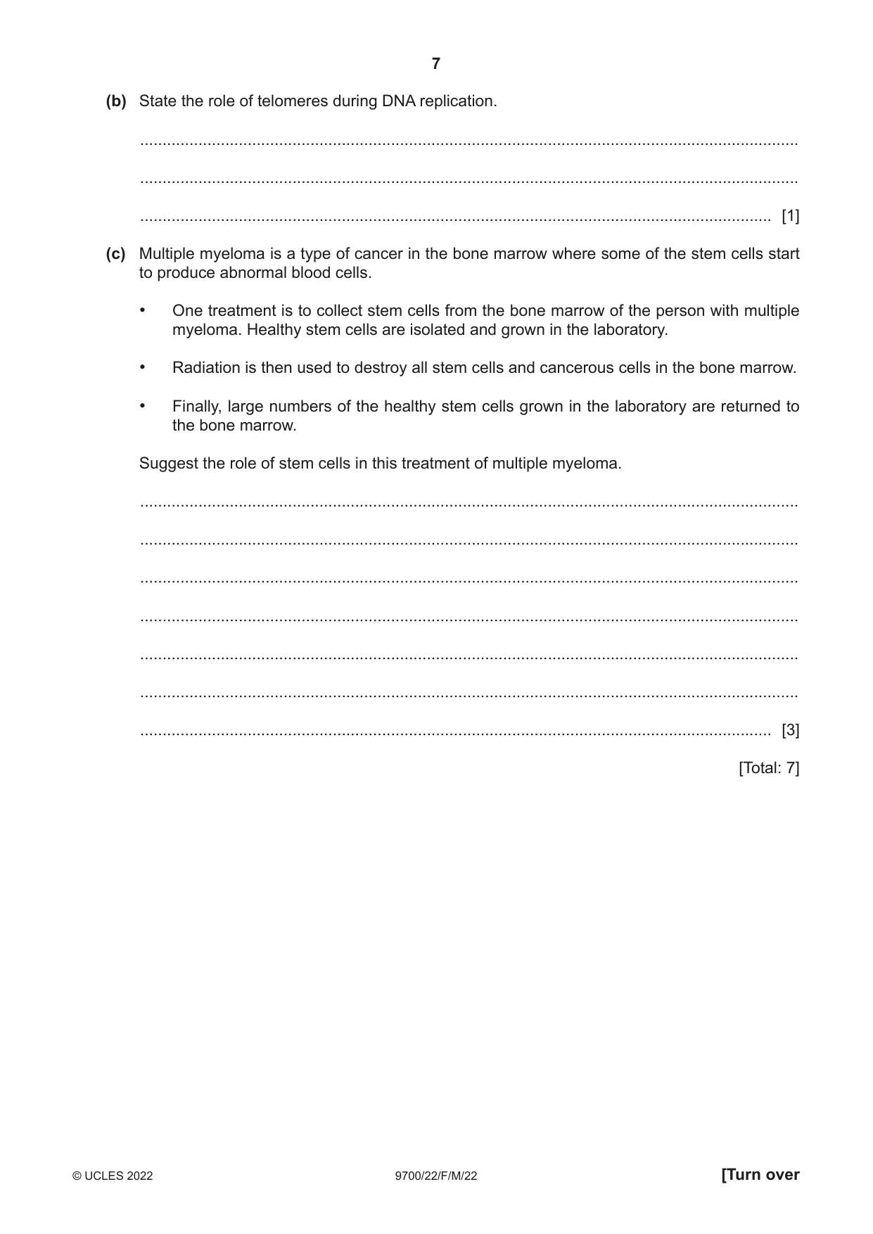 Cambridge A Level Biology 9700 2022 Feb/March Paper 2 · Variant 2 question paper, page 7 of 20