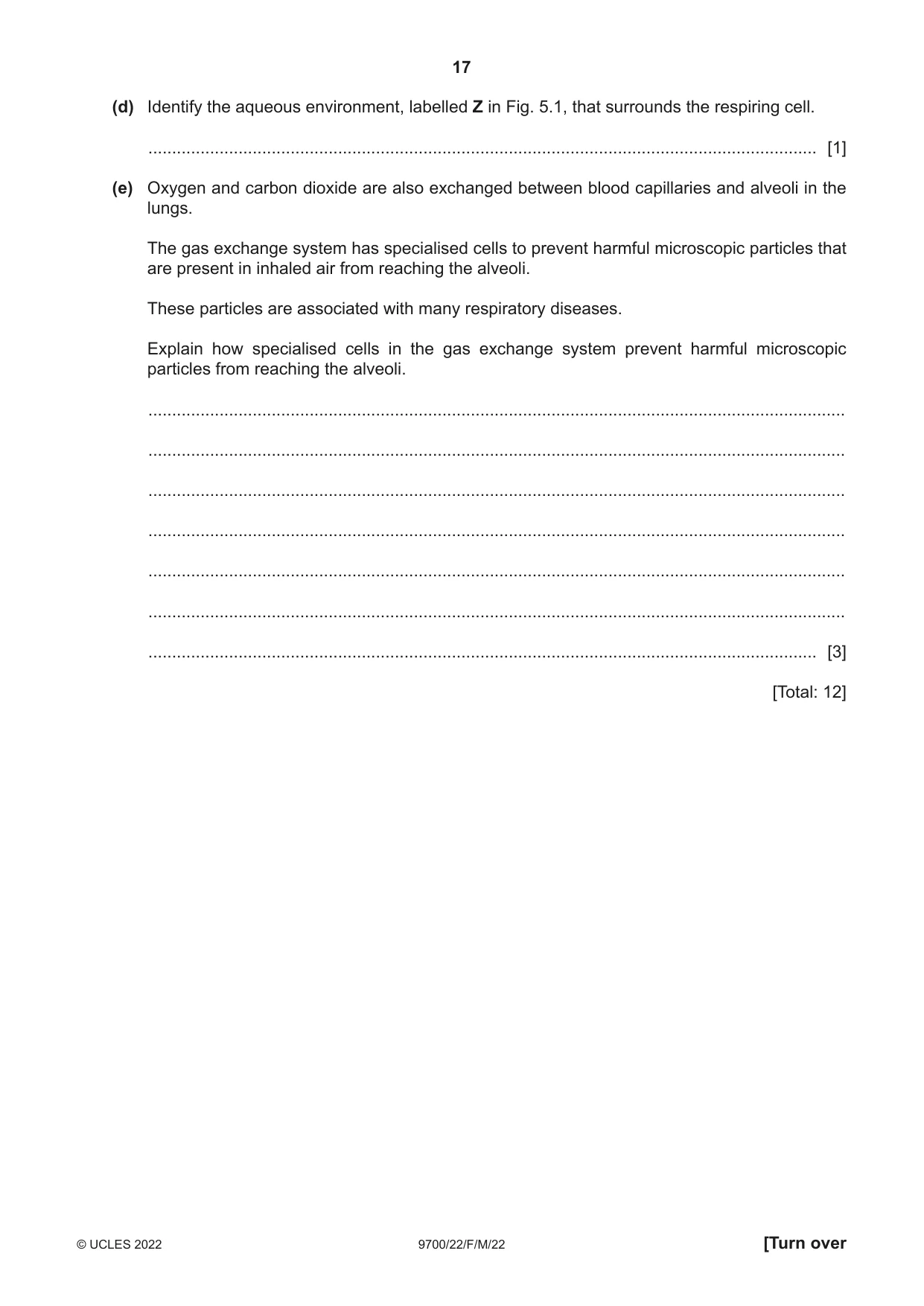 Cambridge A Level Biology 9700 2022 Feb/March Paper 2 · Variant 2 question paper, page 17 of 20