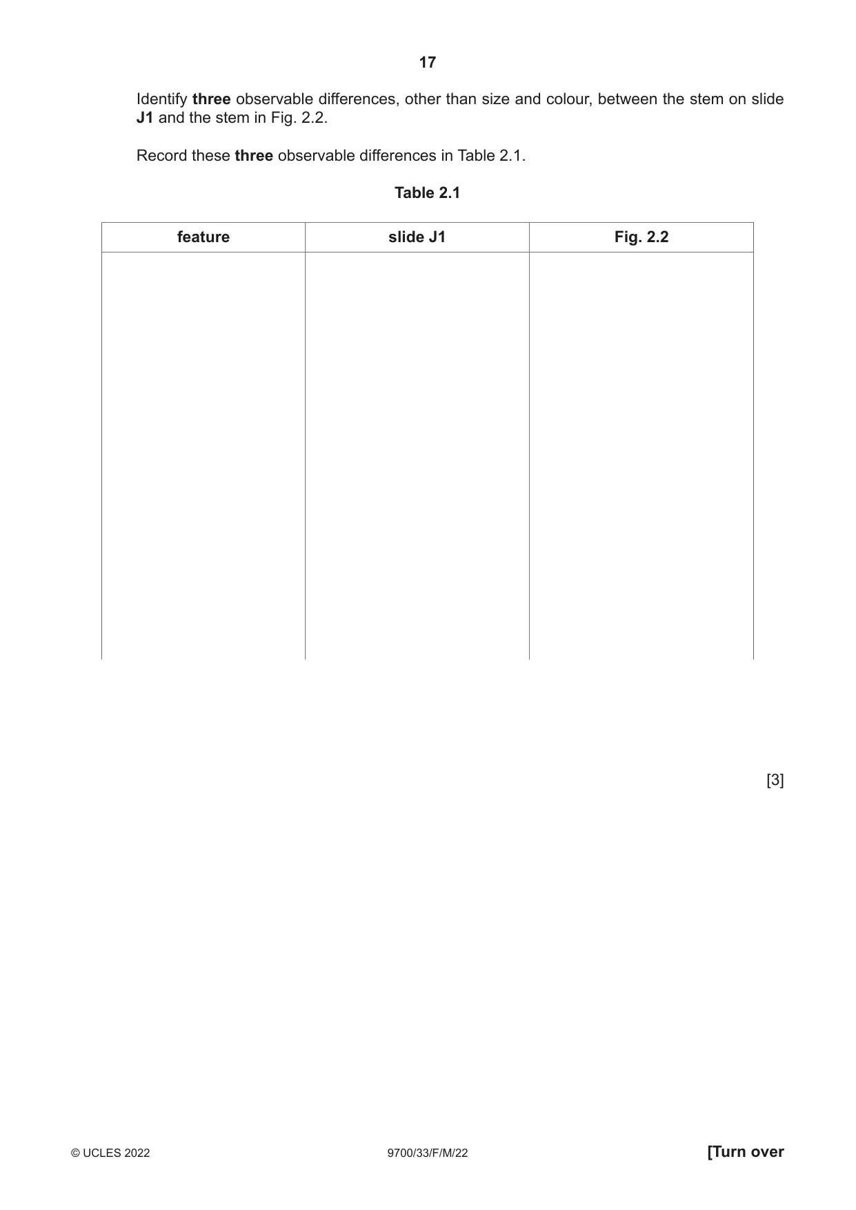 Cambridge A Level Biology 9700 2022 Feb/March Paper 3 · Variant 3 question paper, page 17 of 20