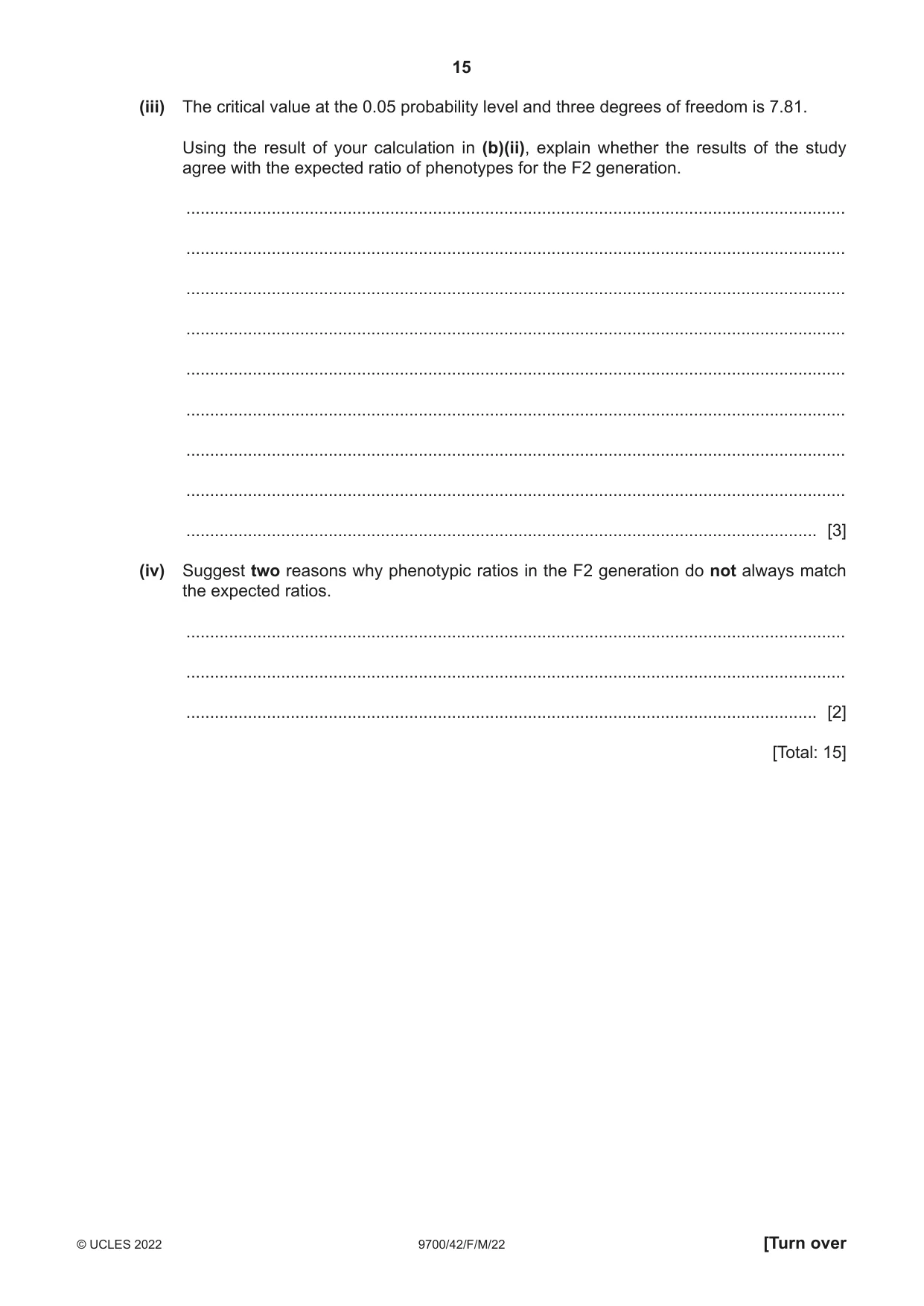 Cambridge A Level Biology 9700 2022 Feb/March Paper 4 · Variant 2 question paper, page 15 of 28