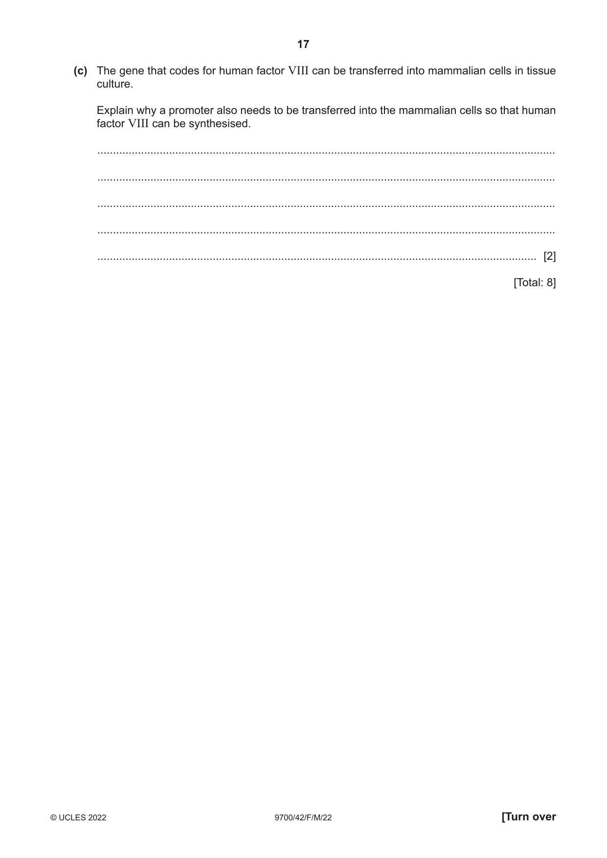 Cambridge A Level Biology 9700 2022 Feb/March Paper 4 · Variant 2 question paper, page 17 of 28