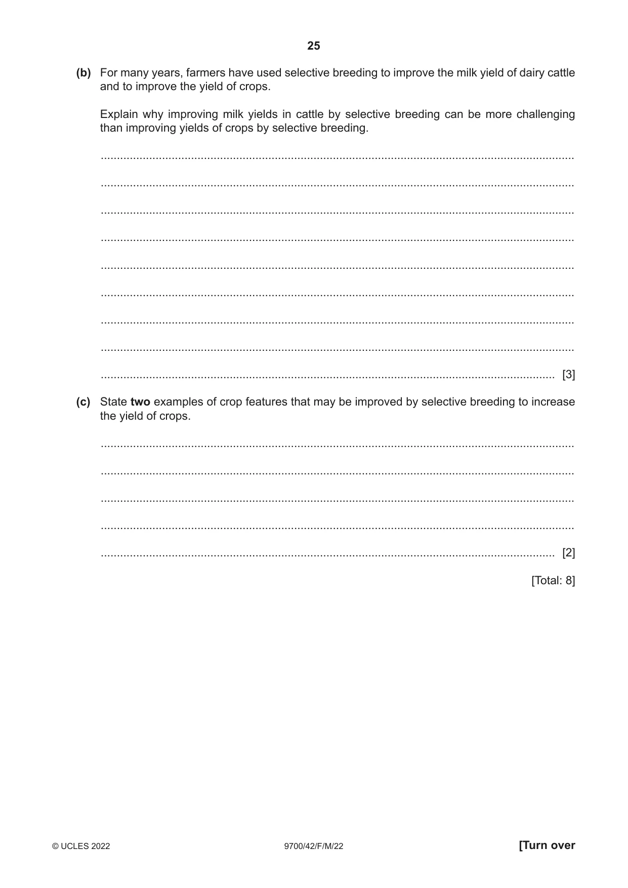 Cambridge A Level Biology 9700 2022 Feb/March Paper 4 · Variant 2 question paper, page 25 of 28