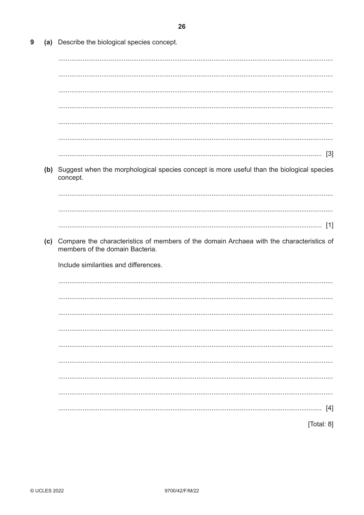 Cambridge A Level Biology 9700 2022 Feb/March Paper 4 · Variant 2 question paper, page 26 of 28