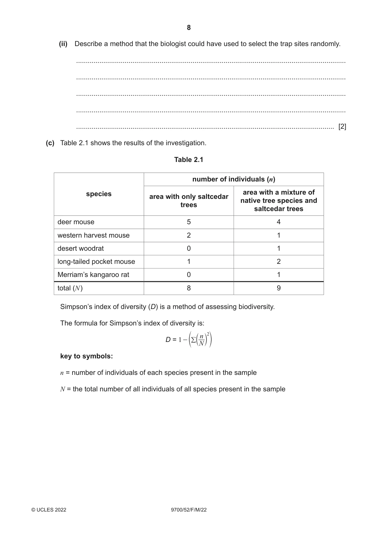 Cambridge A Level Biology 9700 2022 Feb/March Paper 5 · Variant 2 question paper, page 8 of 16