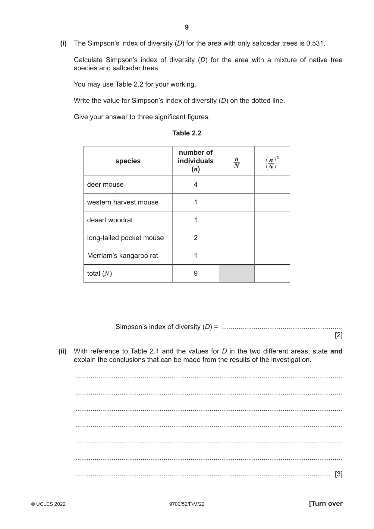 Cambridge A Level Biology 9700 2022 Feb/March Paper 5 · Variant 2 question paper, page 9 of 16