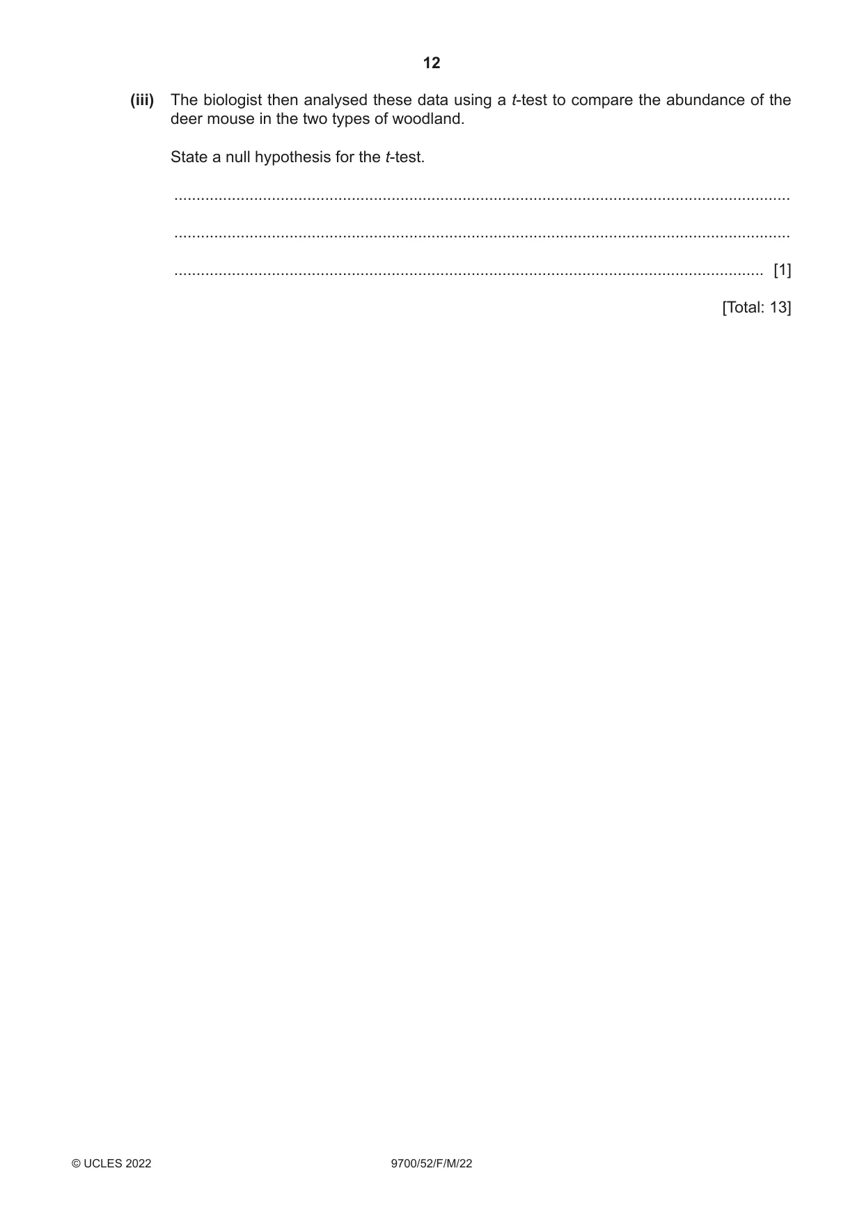 Cambridge A Level Biology 9700 2022 Feb/March Paper 5 · Variant 2 question paper, page 12 of 16