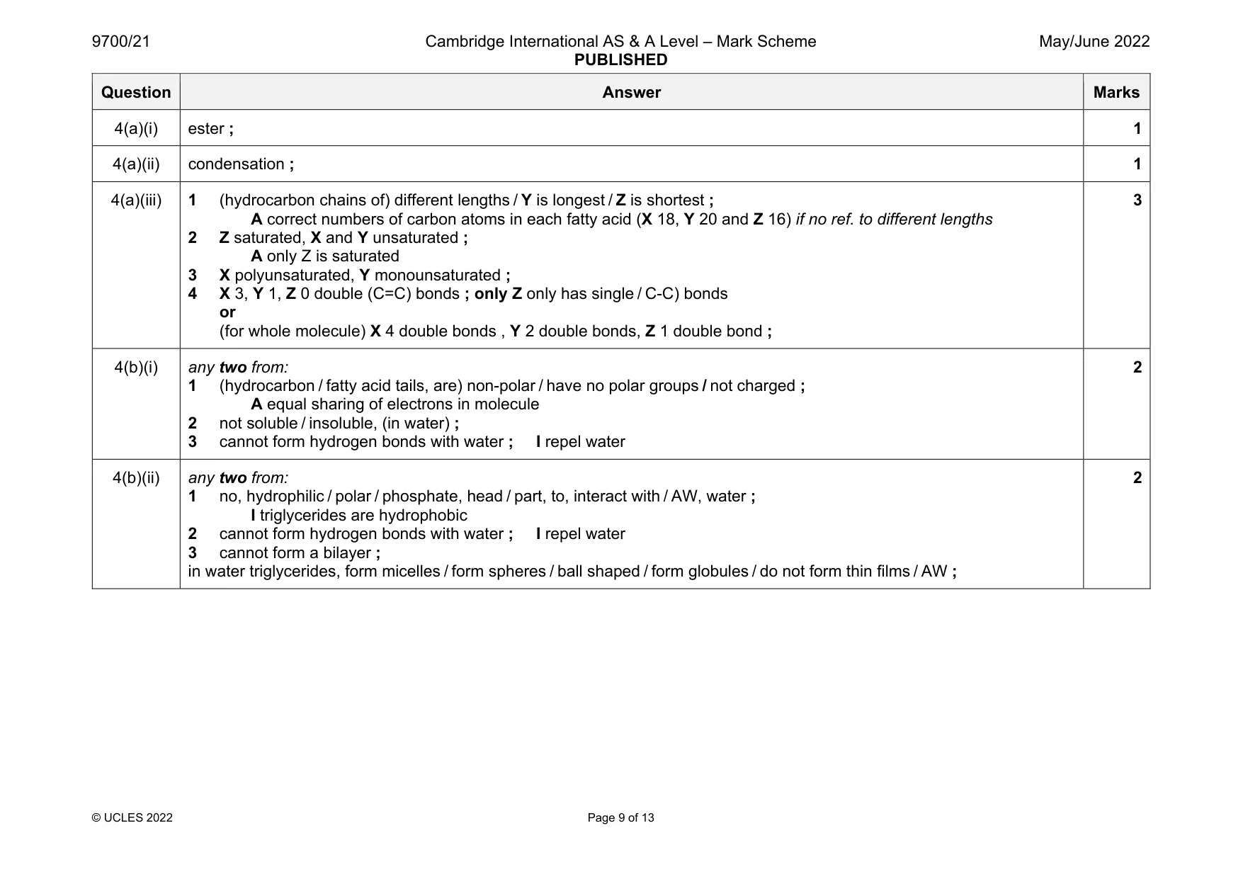 Mark scheme, page 9 of 13