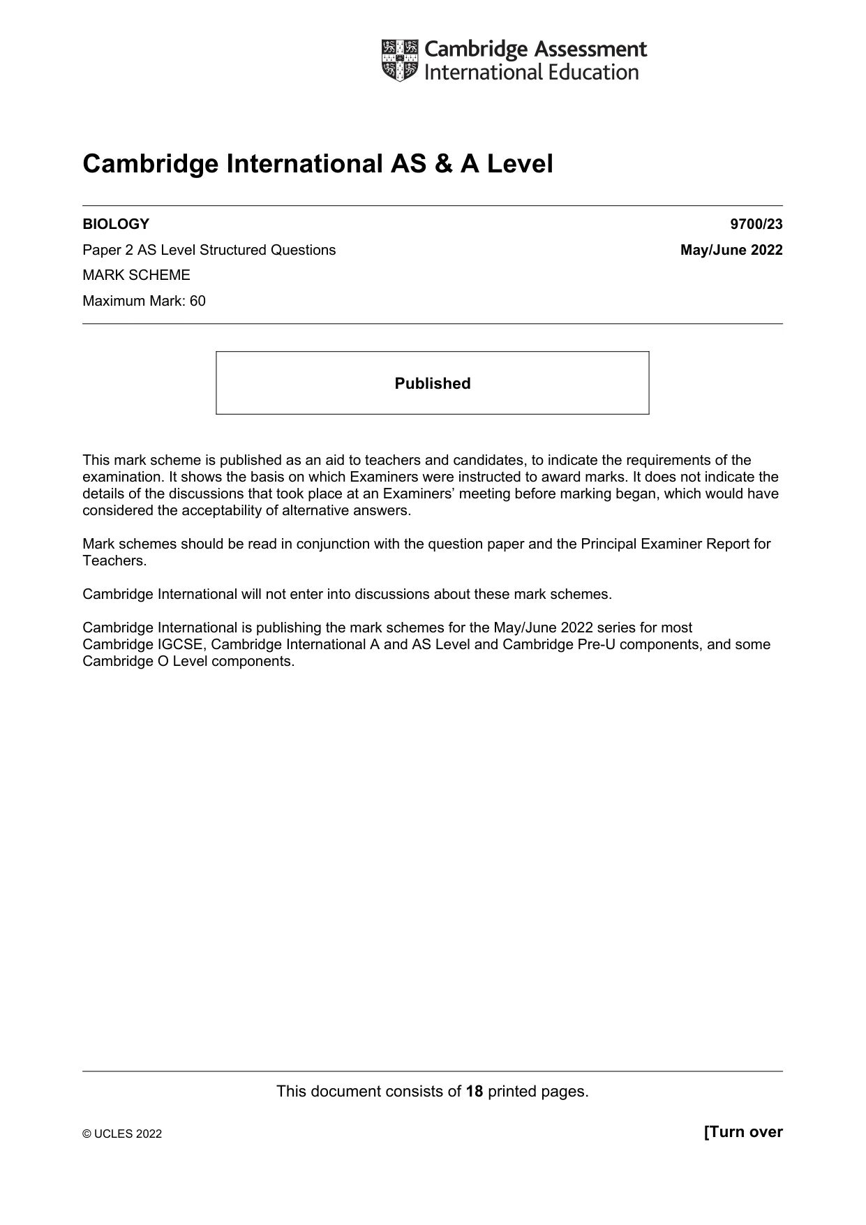 Mark scheme, page 1 of 18