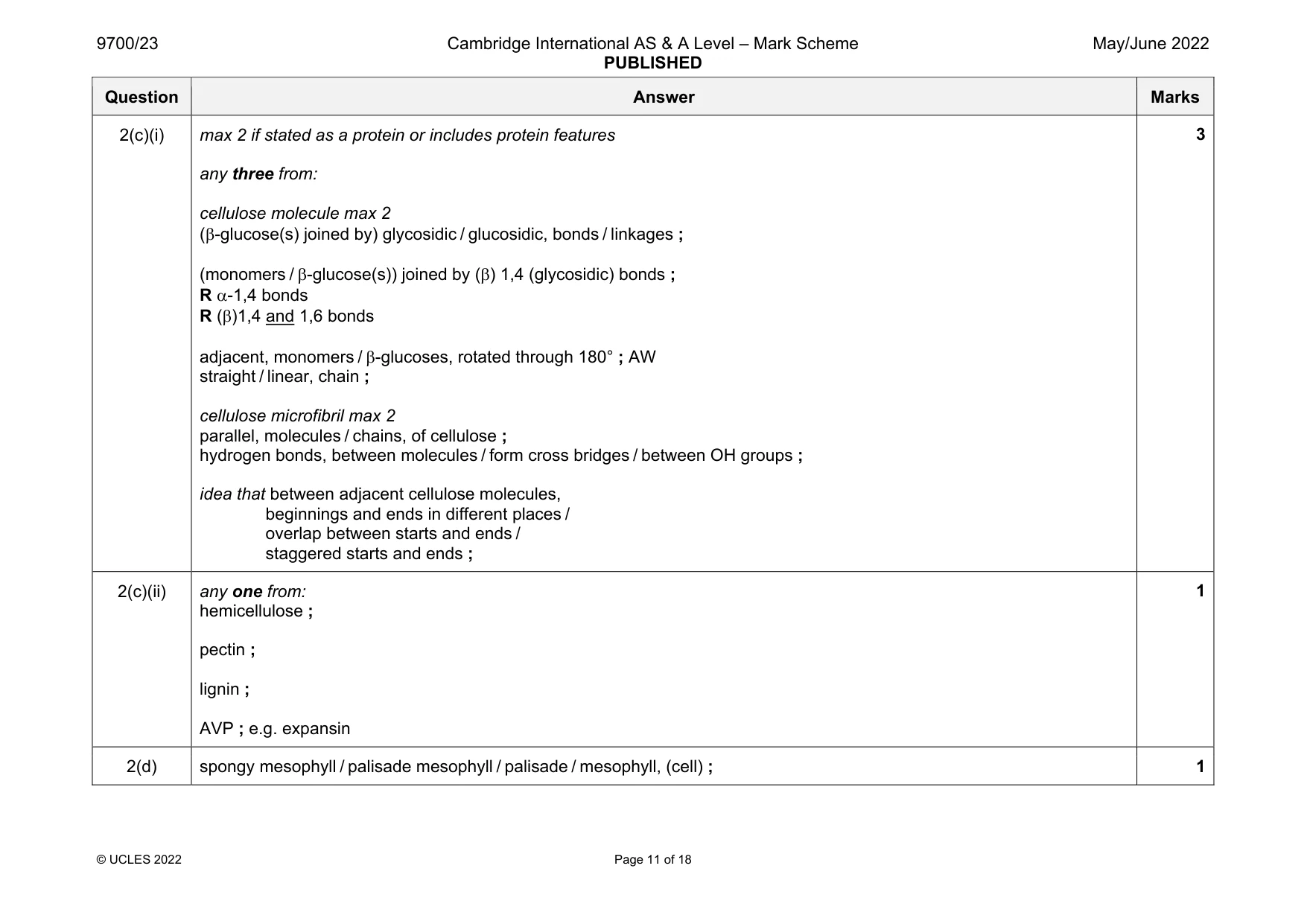 Mark scheme, page 11 of 18