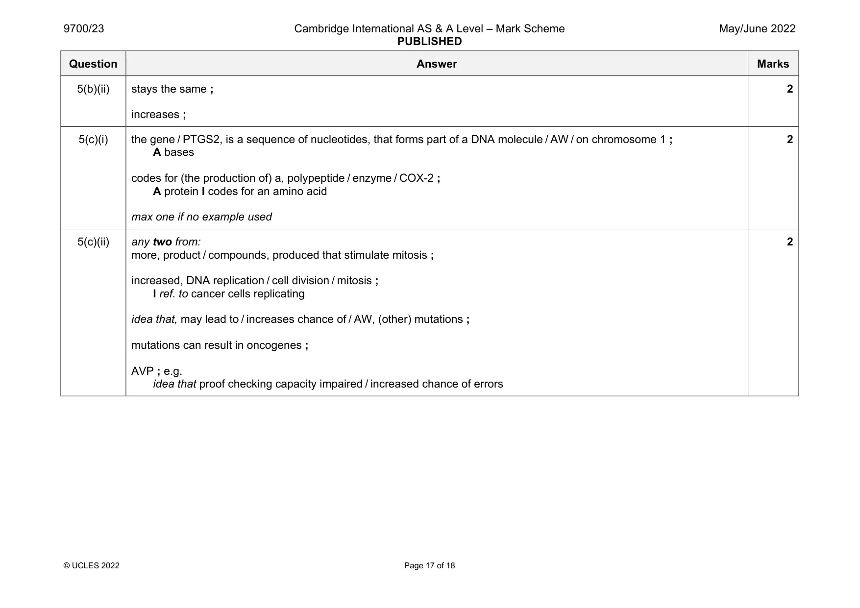 Mark scheme, page 17 of 18