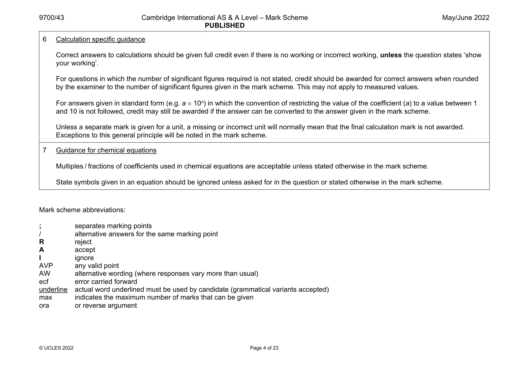 Mark scheme, page 4 of 23