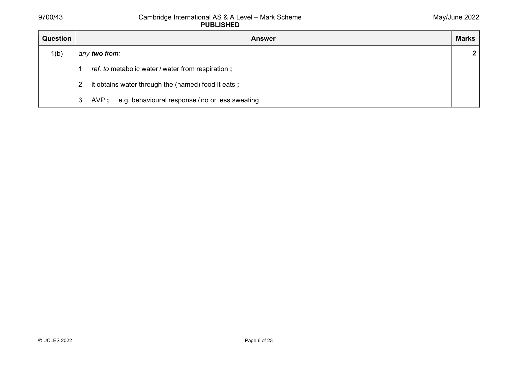 Mark scheme, page 6 of 23