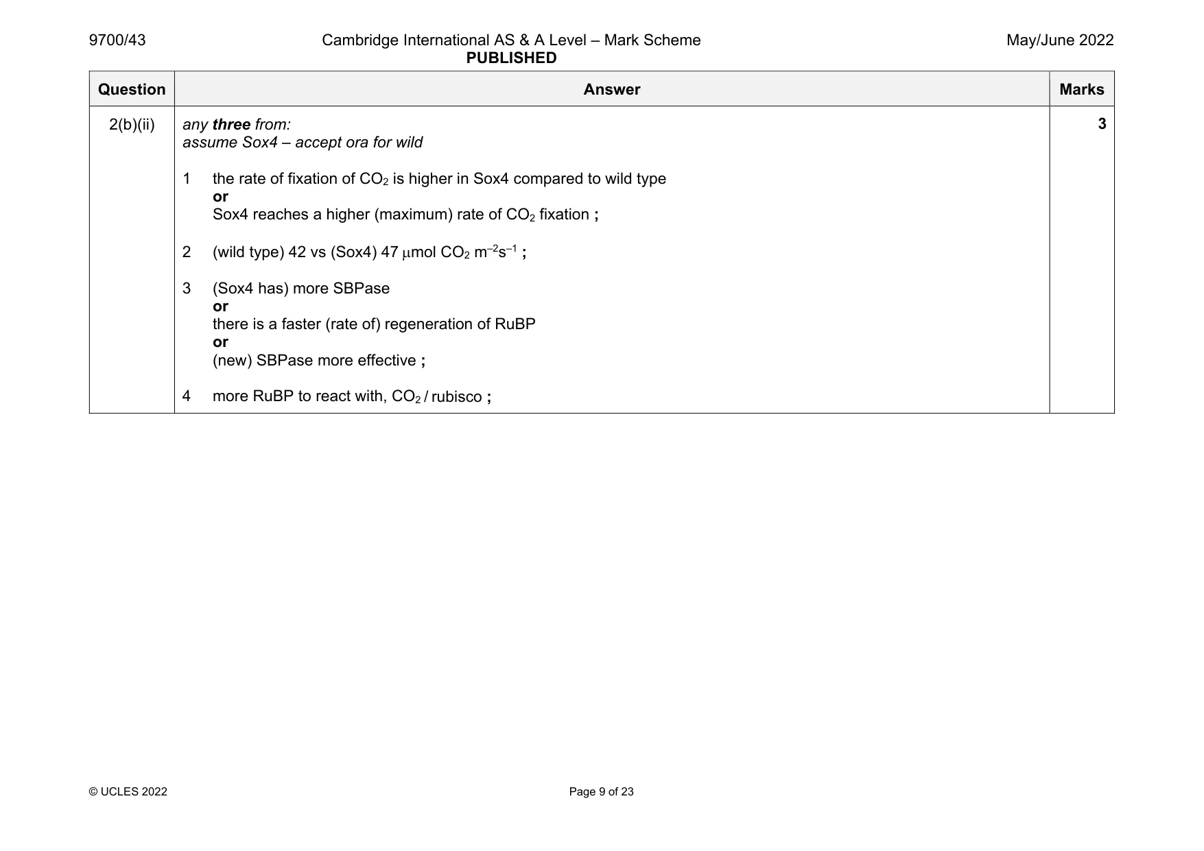 Mark scheme, page 9 of 23