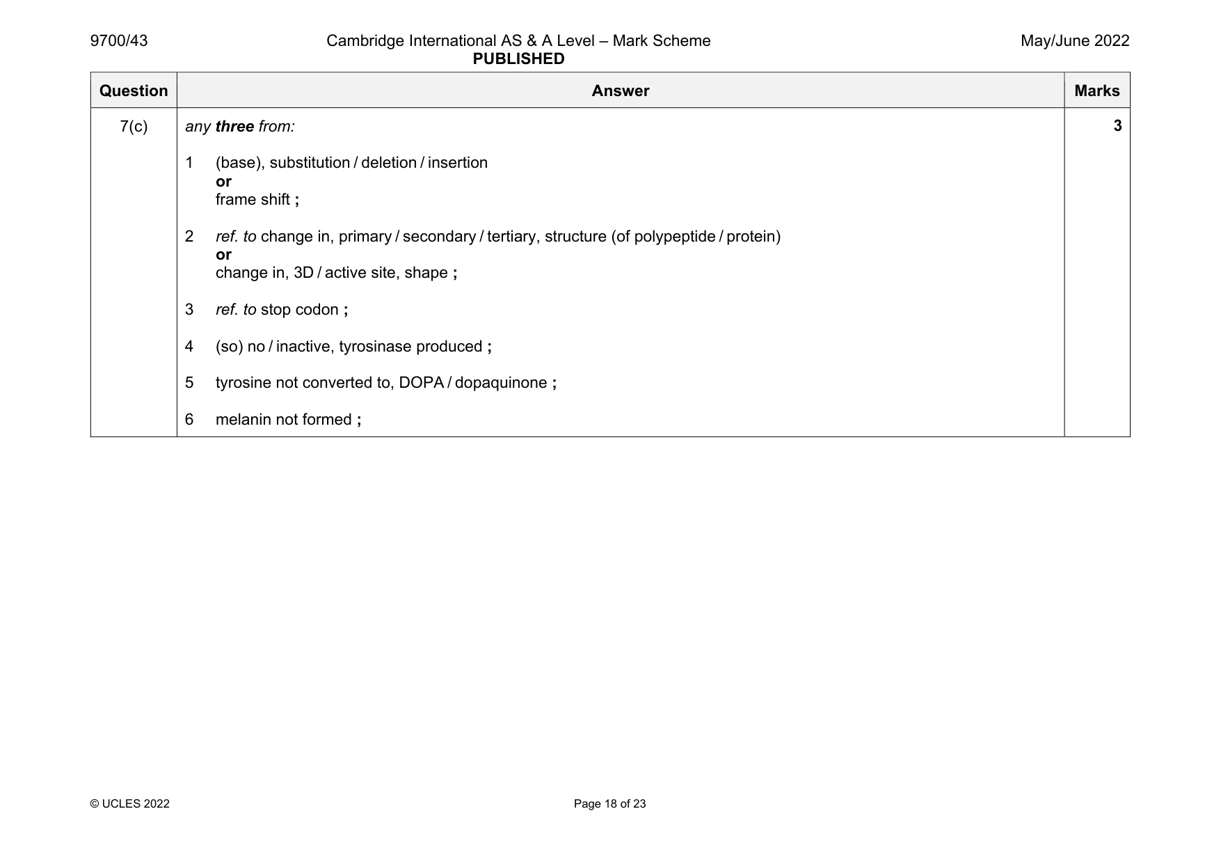 Mark scheme, page 18 of 23
