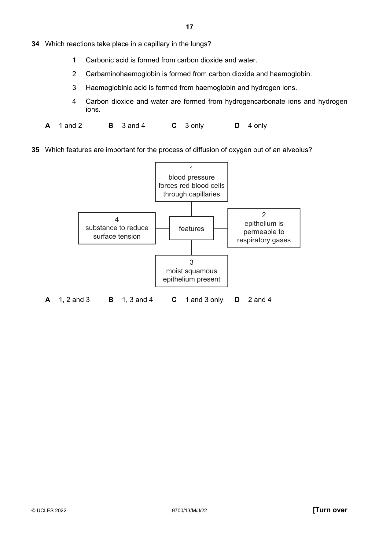 Cambridge A Level Biology 9700 2022 May/June Paper 1 · Variant 3 question paper, page 17 of 20