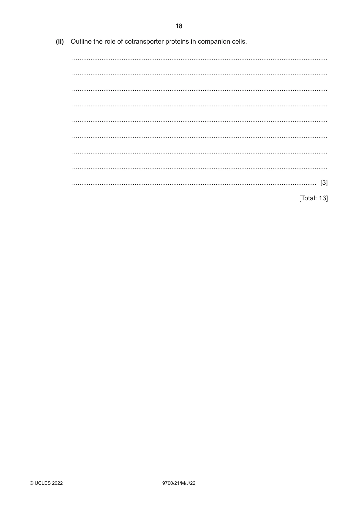 Cambridge A Level Biology 9700 2022 May/June Paper 2 · Variant 1 question paper, page 18 of 20