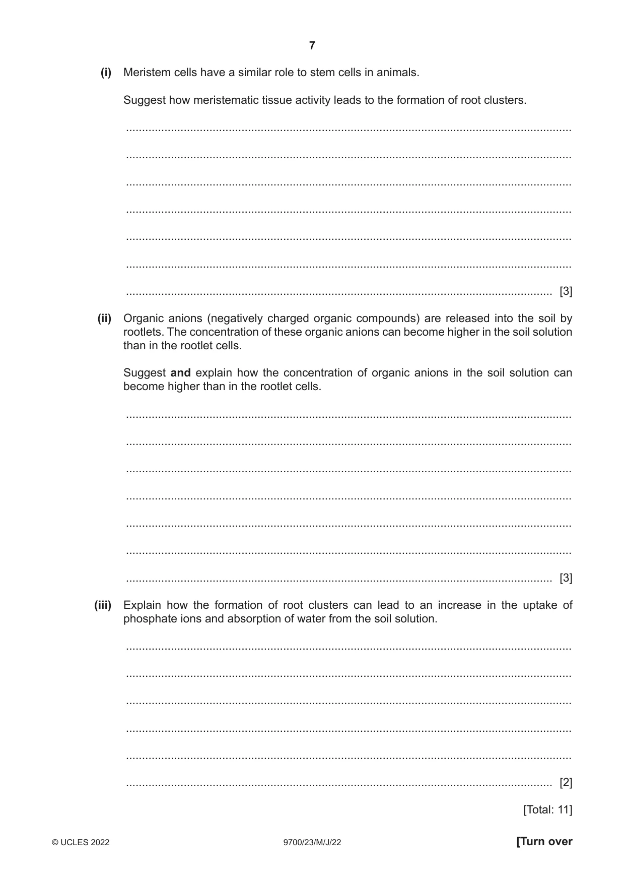 Cambridge A Level Biology 9700 2022 May/June Paper 2 · Variant 3 question paper, page 7 of 16