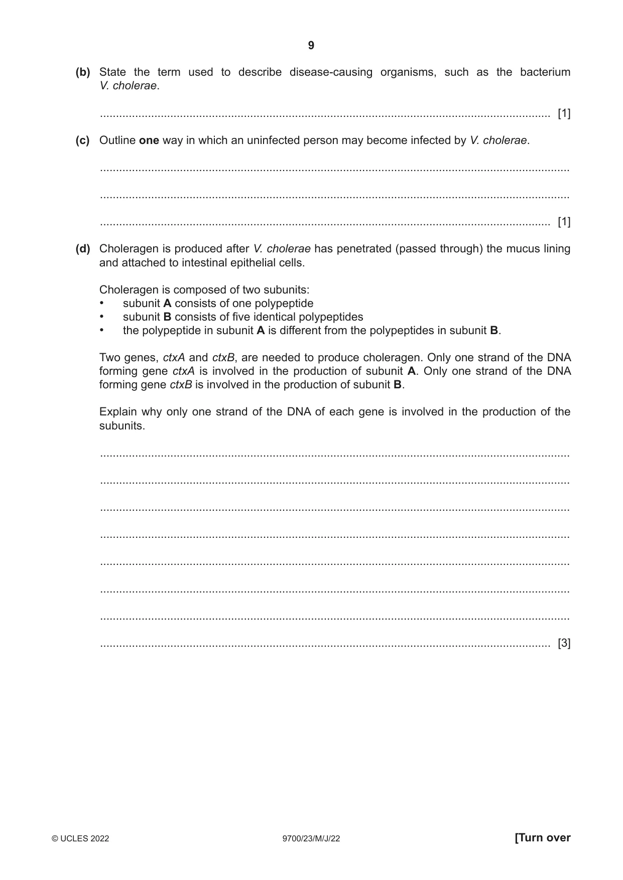Cambridge A Level Biology 9700 2022 May/June Paper 2 · Variant 3 question paper, page 9 of 16