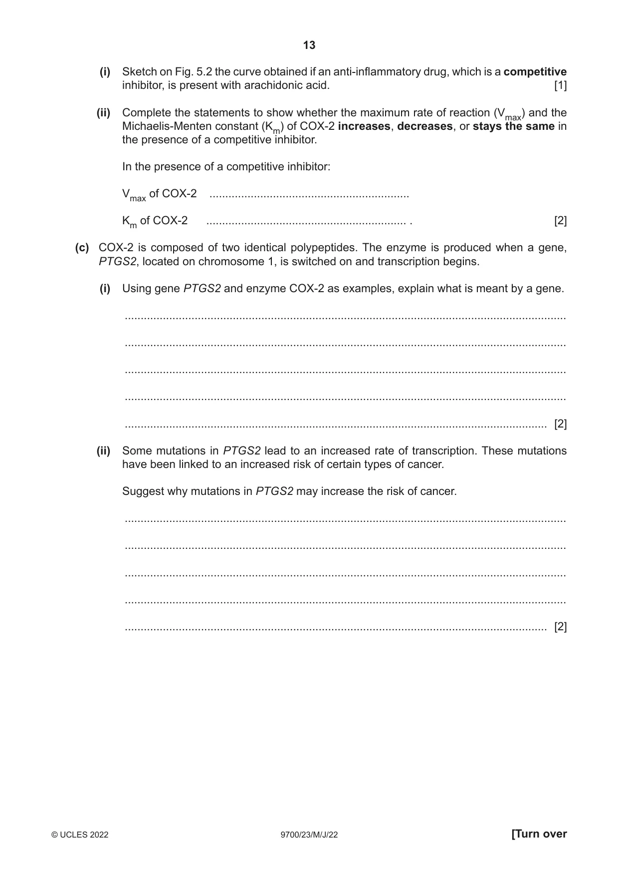 Cambridge A Level Biology 9700 2022 May/June Paper 2 · Variant 3 question paper, page 13 of 16