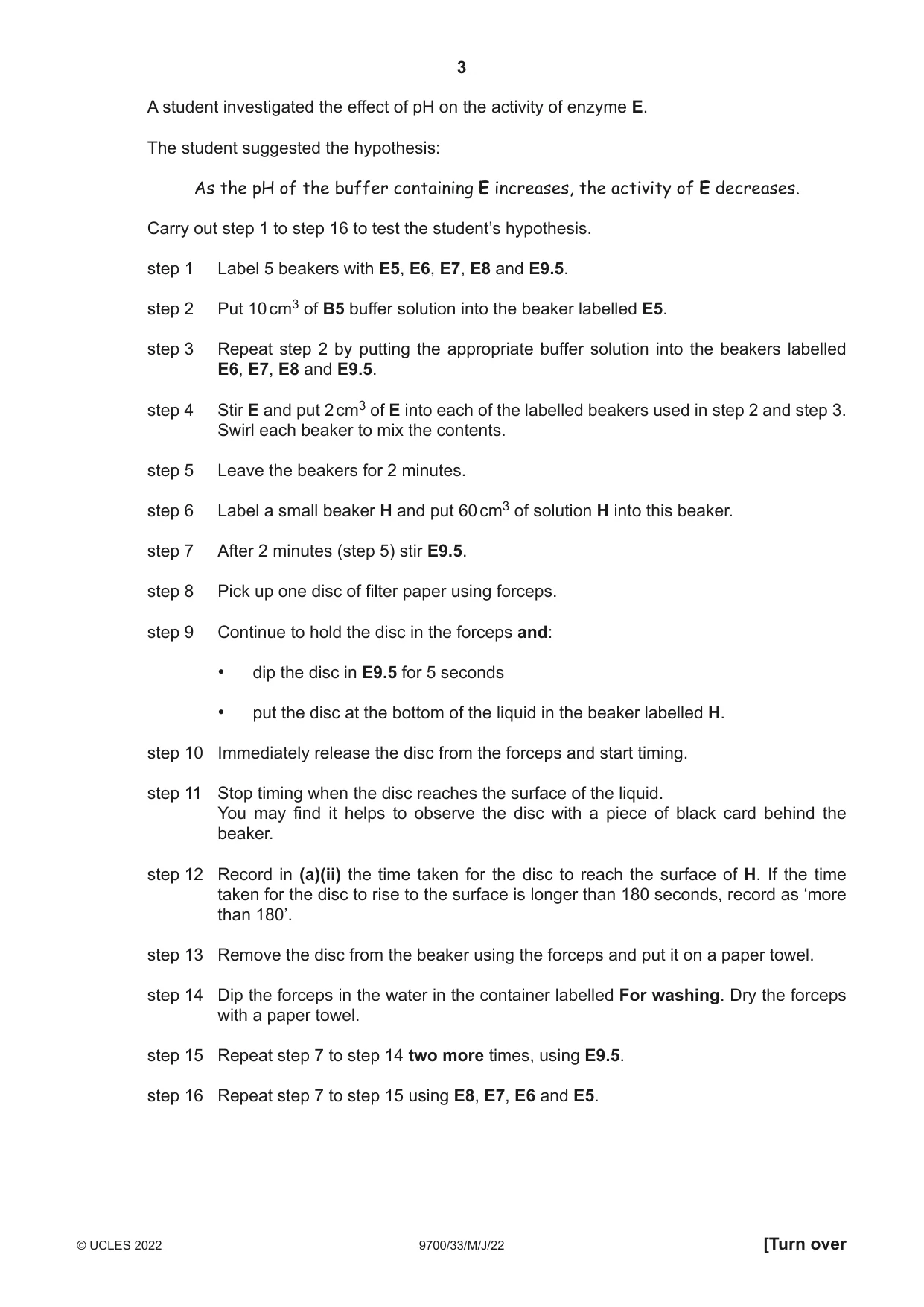 Cambridge A Level Biology 9700 2022 May/June Paper 3 · Variant 3 question paper, page 3 of 16
