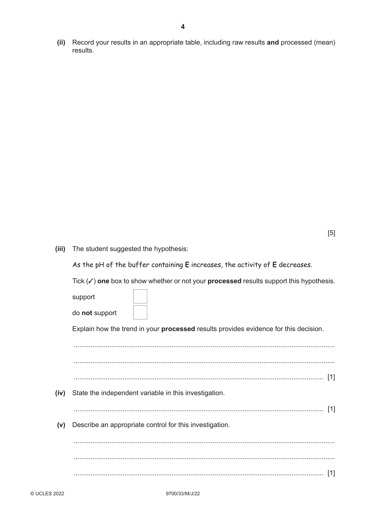Cambridge A Level Biology 9700 2022 May/June Paper 3 · Variant 3 question paper, page 4 of 16