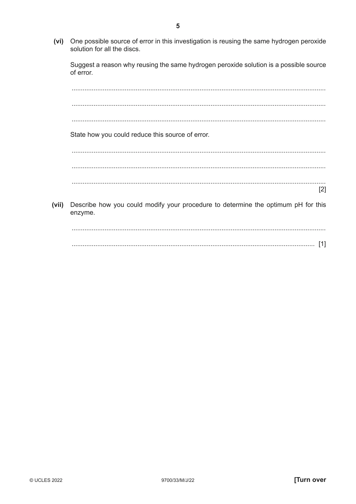 Cambridge A Level Biology 9700 2022 May/June Paper 3 · Variant 3 question paper, page 5 of 16