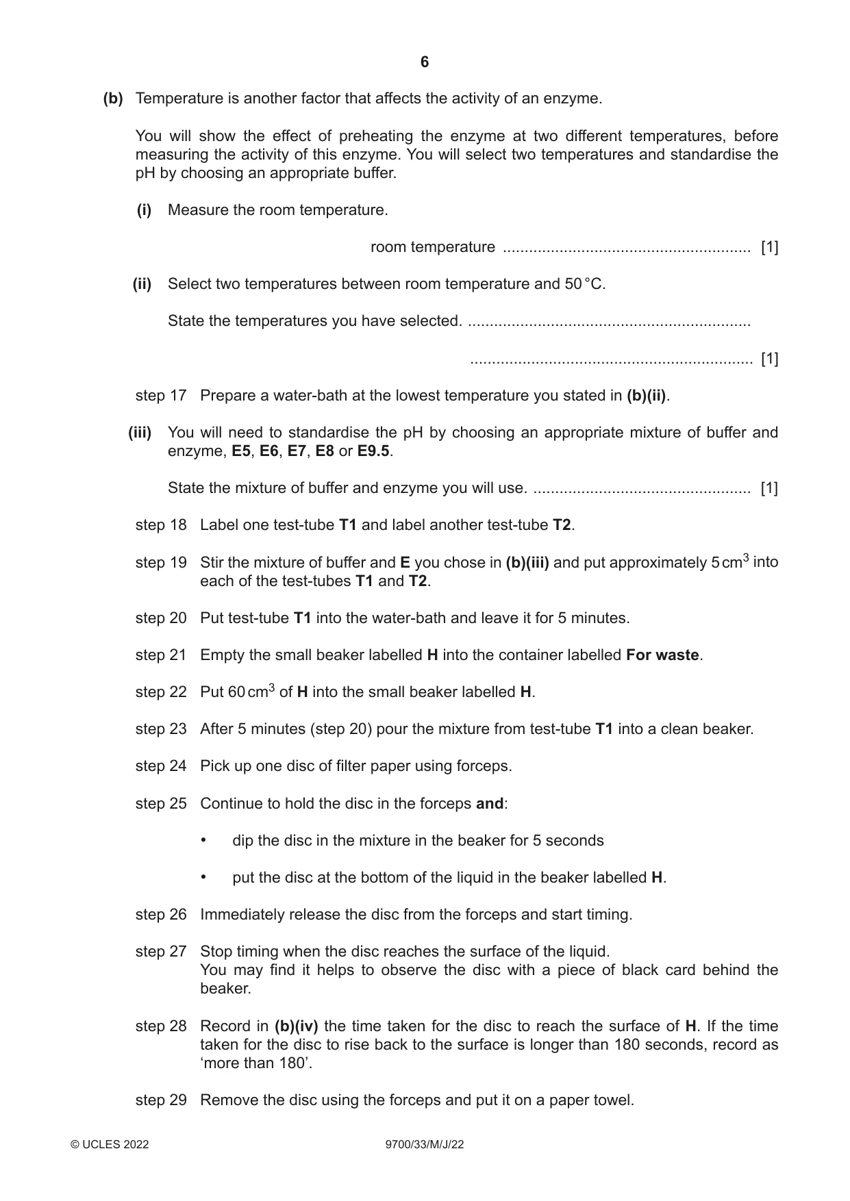 Cambridge A Level Biology 9700 2022 May/June Paper 3 · Variant 3 question paper, page 6 of 16