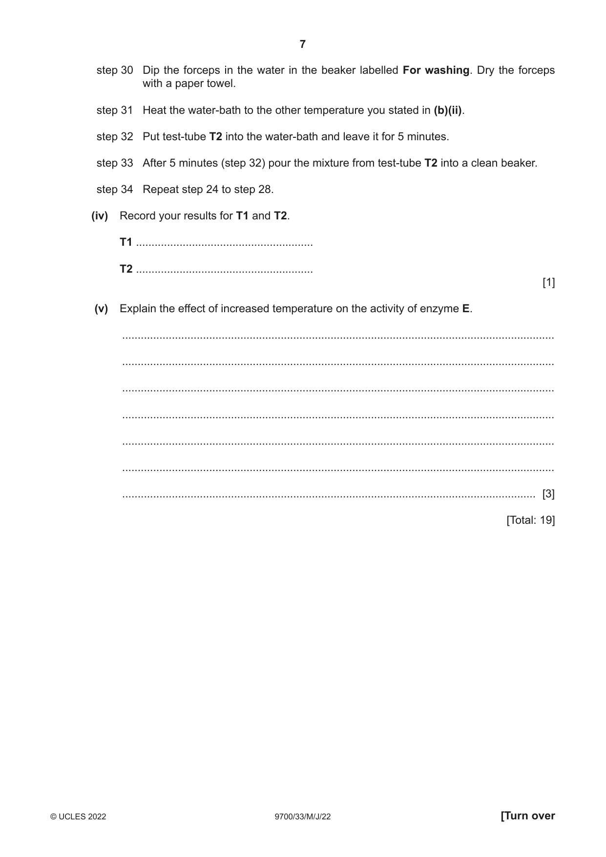 Cambridge A Level Biology 9700 2022 May/June Paper 3 · Variant 3 question paper, page 7 of 16