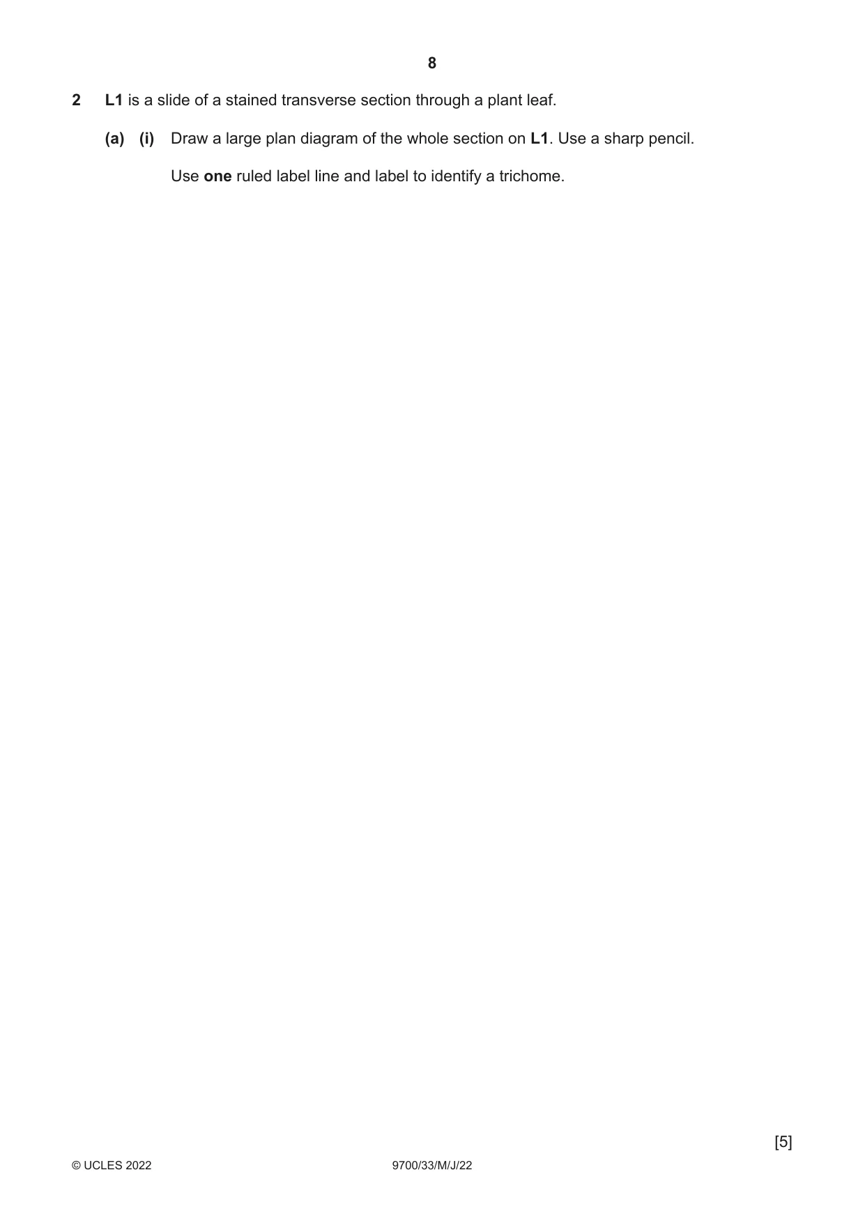 Cambridge A Level Biology 9700 2022 May/June Paper 3 · Variant 3 question paper, page 8 of 16