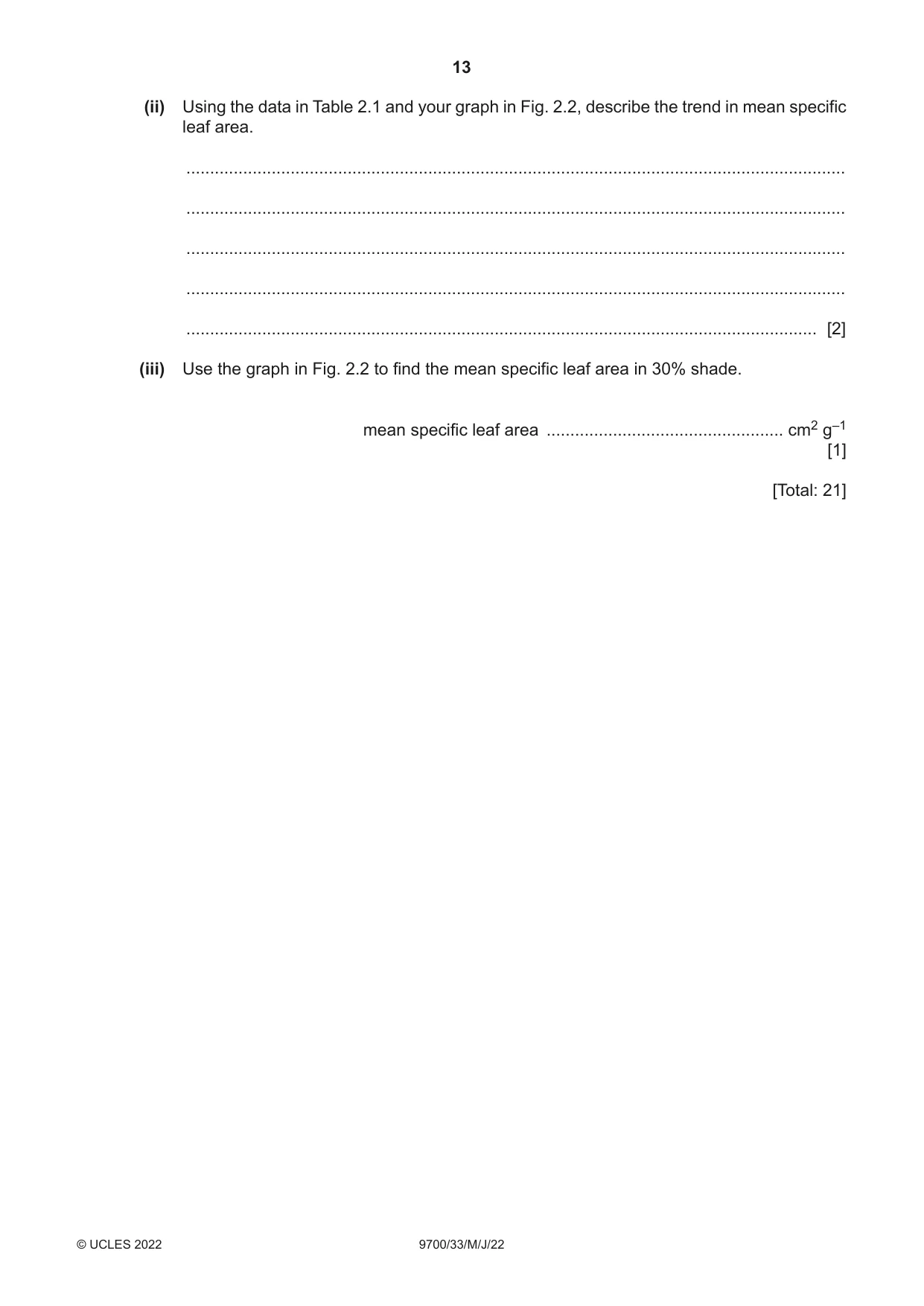 Cambridge A Level Biology 9700 2022 May/June Paper 3 · Variant 3 question paper, page 13 of 16
