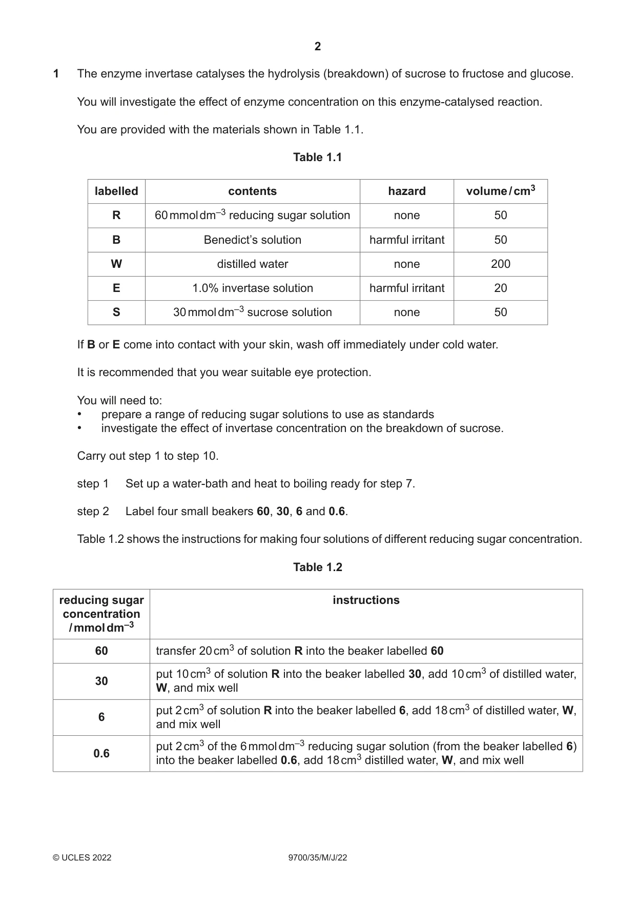 Cambridge A Level Biology 9700 2022 May/June Paper 3 · Variant 5 question paper, page 2 of 12