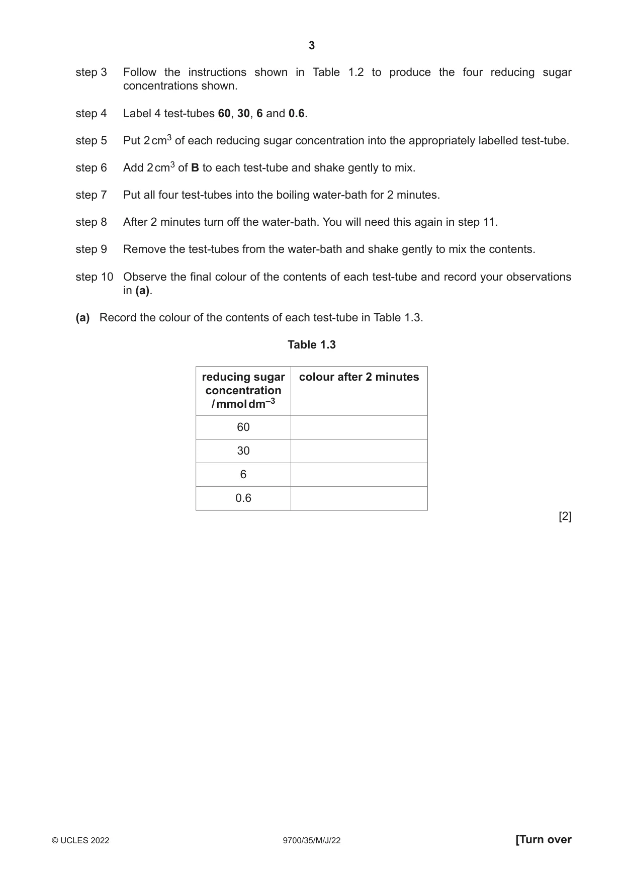 Cambridge A Level Biology 9700 2022 May/June Paper 3 · Variant 5 question paper, page 3 of 12