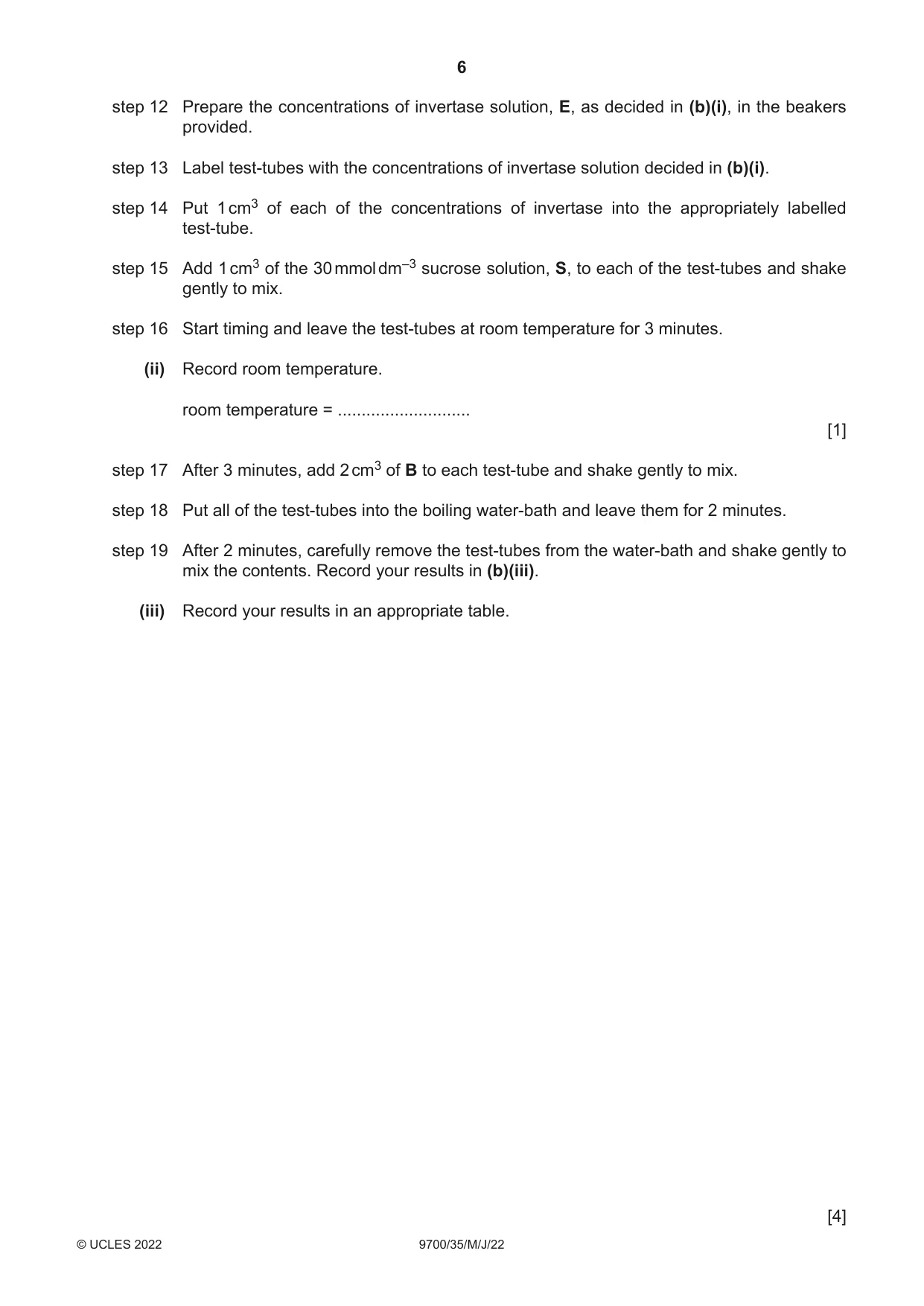 Cambridge A Level Biology 9700 2022 May/June Paper 3 · Variant 5 question paper, page 6 of 12