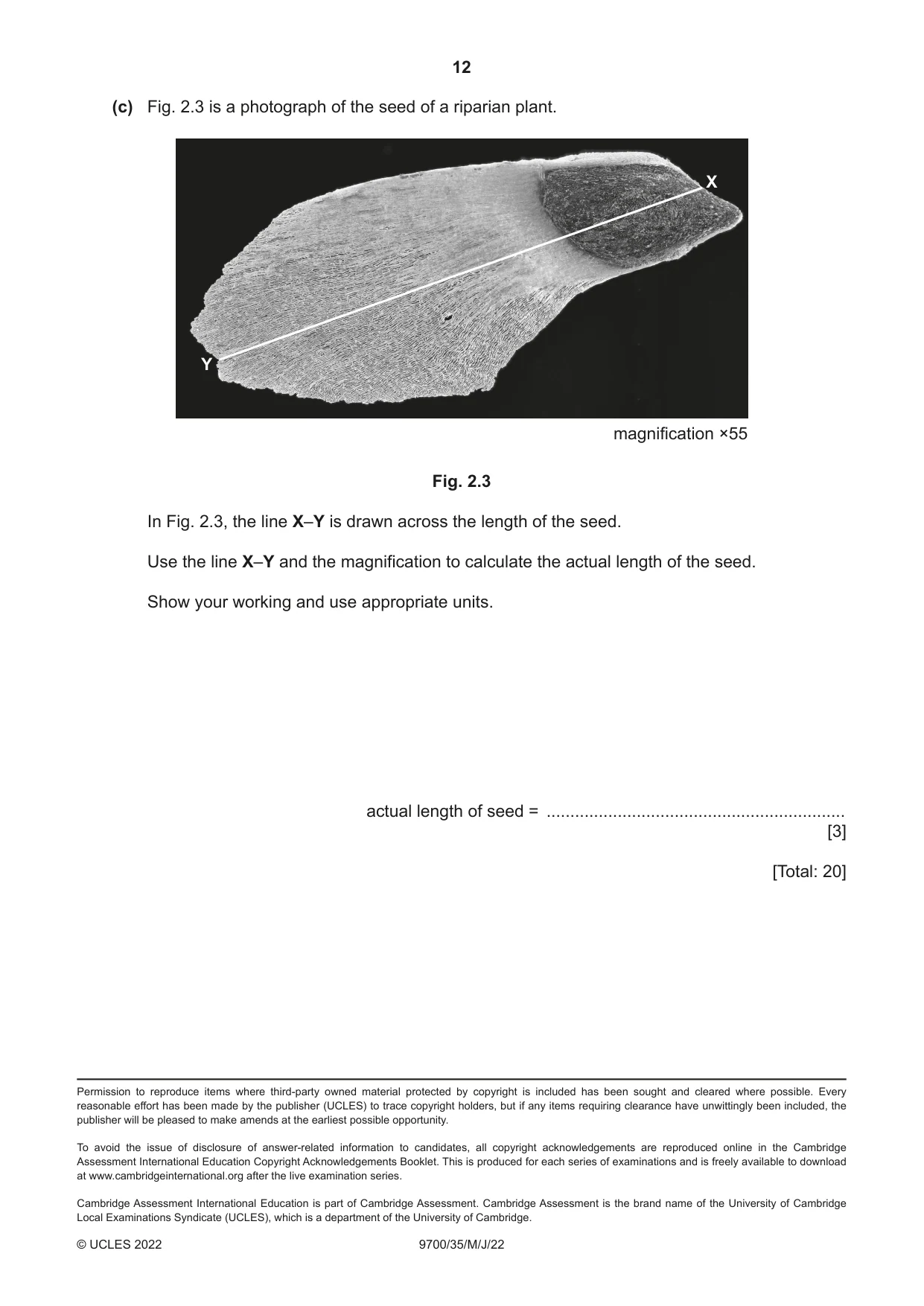 Cambridge A Level Biology 9700 2022 May/June Paper 3 · Variant 5 question paper, page 12 of 12