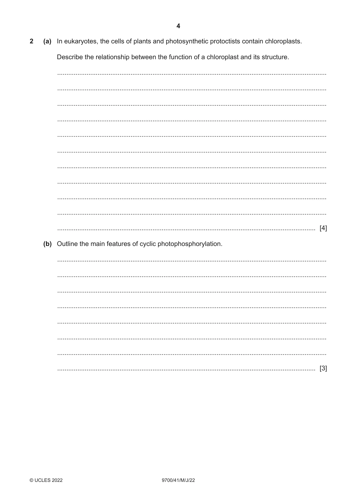 Cambridge A Level Biology 9700 2022 May/June Paper 4 · Variant 1 question paper, page 4 of 24