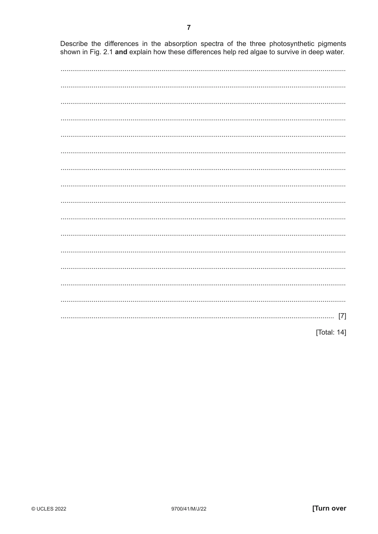 Cambridge A Level Biology 9700 2022 May/June Paper 4 · Variant 1 question paper, page 7 of 24