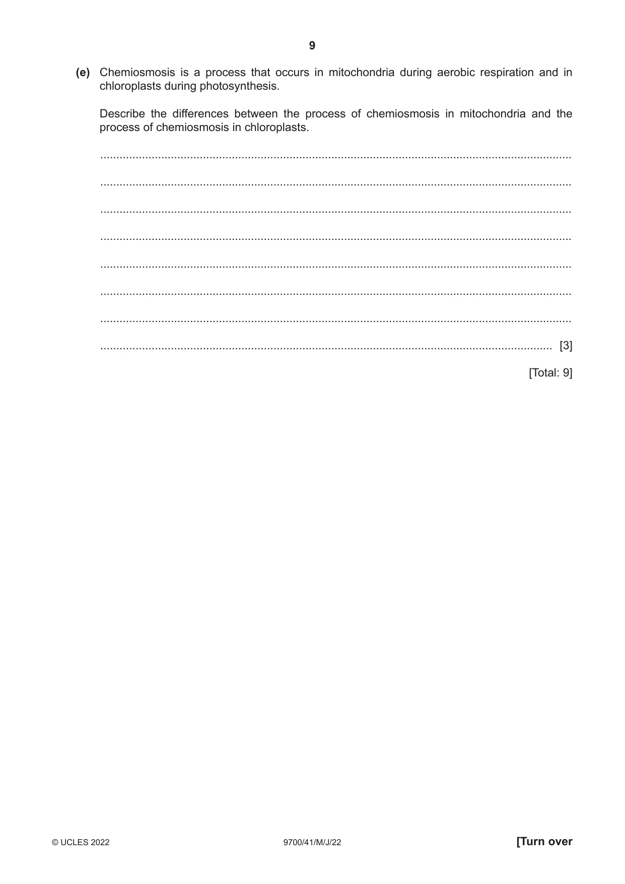 Cambridge A Level Biology 9700 2022 May/June Paper 4 · Variant 1 question paper, page 9 of 24