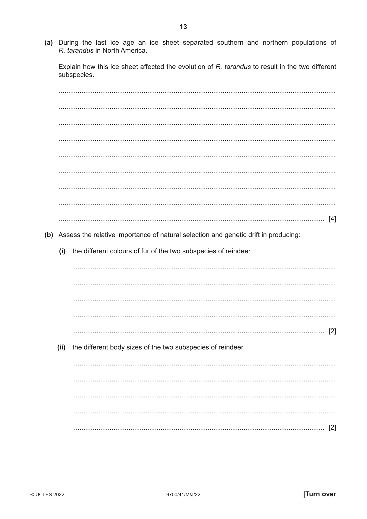 Cambridge A Level Biology 9700 2022 May/June Paper 4 · Variant 1 question paper, page 13 of 24