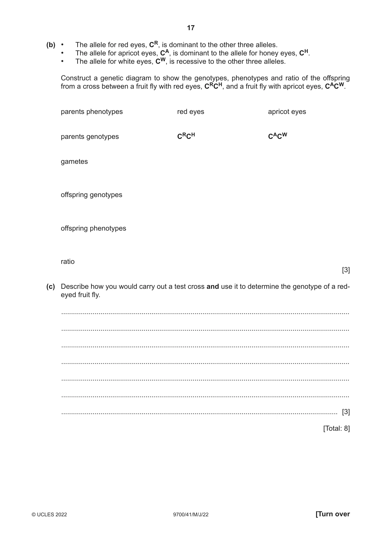 Cambridge A Level Biology 9700 2022 May/June Paper 4 · Variant 1 question paper, page 17 of 24