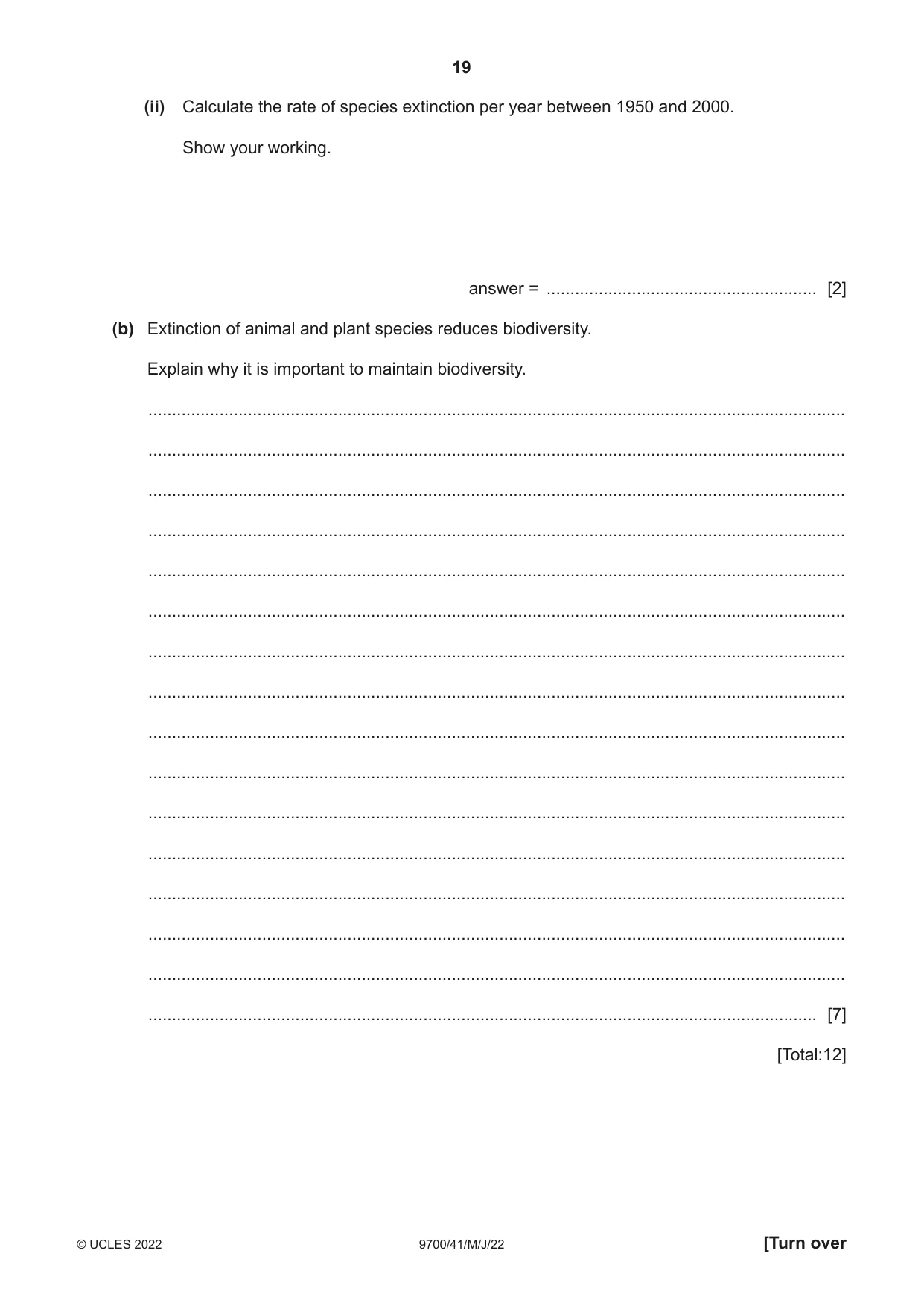 Cambridge A Level Biology 9700 2022 May/June Paper 4 · Variant 1 question paper, page 19 of 24