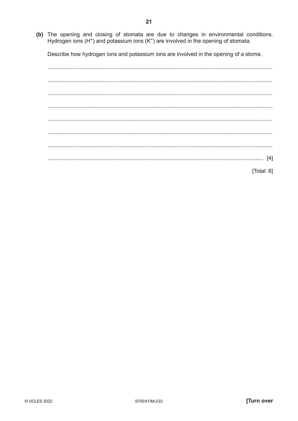 Cambridge A Level Biology 9700 2022 May/June Paper 4 · Variant 1 question paper, page 21 of 24