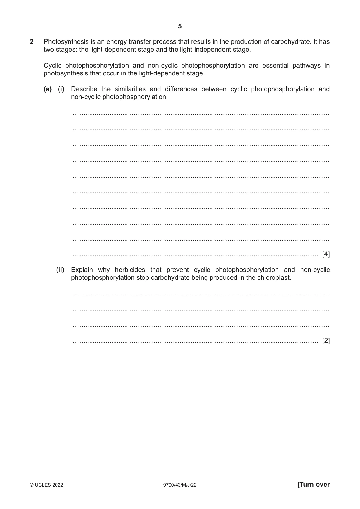 Cambridge A Level Biology 9700 2022 May/June Paper 4 · Variant 3 question paper, page 5 of 24